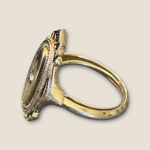 Avon Kensington Vintage Gold-Tone Ring With Faux Diamond Accent Size 7.75 - Picture 3 of 4